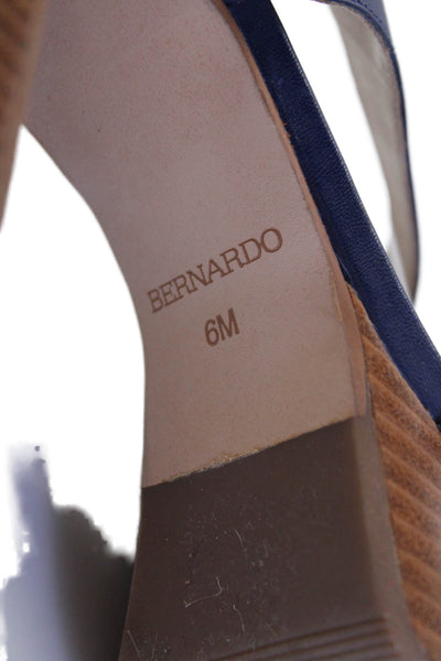 Bernardo Womens Leather Platform Slingbacks Sandals Navy Blue Size 6 Medium