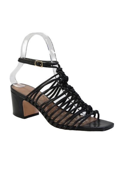 Bernardo Womens Leather Strappy Slingbacks Sandal Heels Black Size 6 Medium