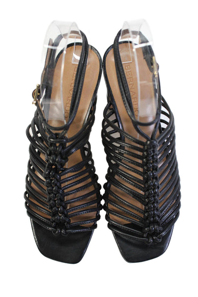 Bernardo Womens Leather Strappy Slingbacks Sandal Heels Black Size 6 Medium
