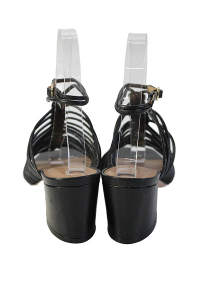 Bernardo Womens Leather Strappy Slingbacks Sandal Heels Black Size 6 Medium