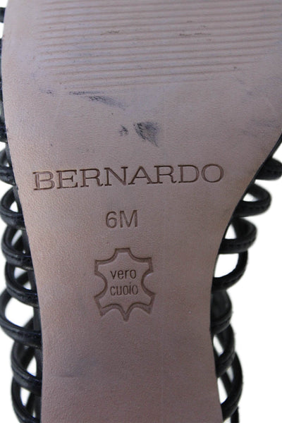 Bernardo Womens Leather Strappy Slingbacks Sandal Heels Black Size 6 Medium
