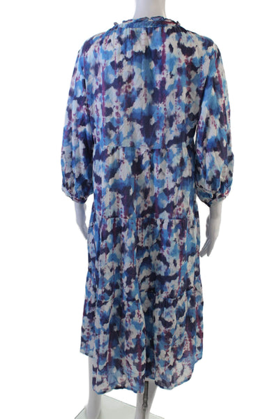 AK Anna Kay Womens Tie Dye Print V-Neck Tiered Flare Dress Multicolor Size 6