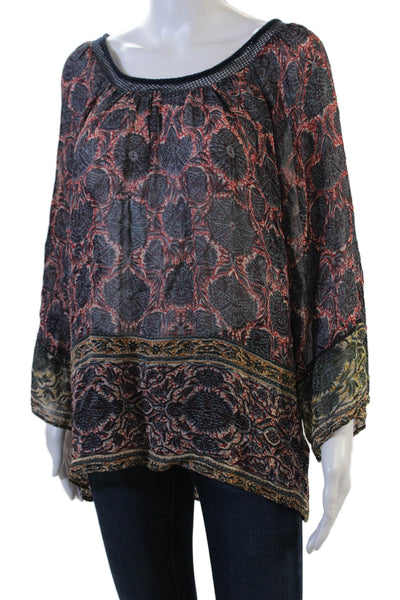 Plenty by Tracy Reese Womens Sheer Abstract Print Blouse Multicolor Size S