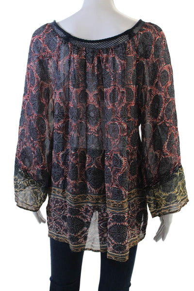 Plenty by Tracy Reese Womens Sheer Abstract Print Blouse Multicolor Size S
