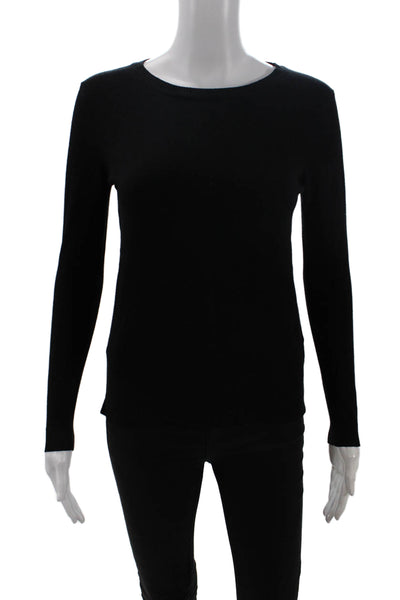 525 America Womens Long Sleeve Crew Neck Knit Sweatshirt Black Size Small