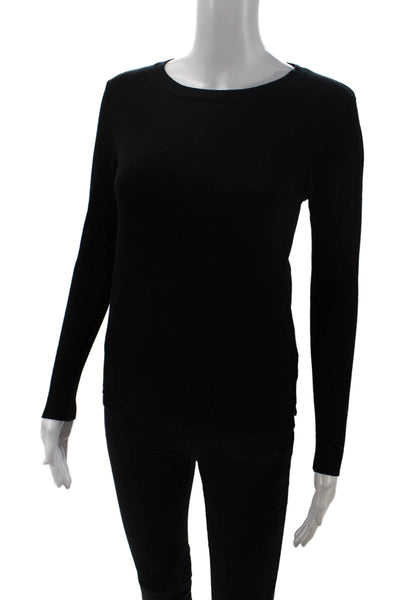 525 America Womens Long Sleeve Crew Neck Knit Sweatshirt Black Size Small