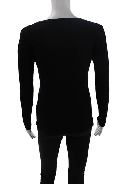 525 America Womens Long Sleeve Crew Neck Knit Sweatshirt Black Size Small