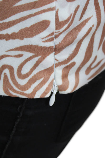 Song Of Style Womens 3/4 Sleeve Mock Neck Abstract Blouse White Brown Size XS
