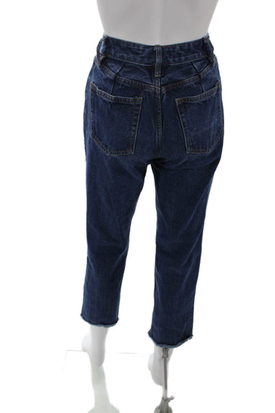 John Galt Womens Button Fly High Rise Straight Leg Fringe Jeans Blue Size Medium