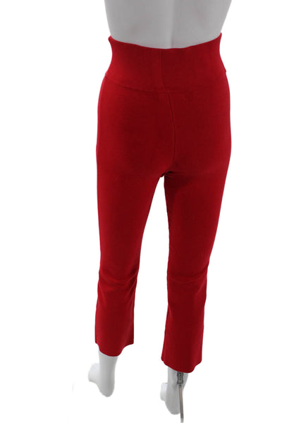 J Crew Womens High Rise Pleated Straight Cropped Knit Pants Red Size 2XS