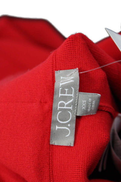 J Crew Womens High Rise Pleated Straight Cropped Knit Pants Red Size 2XS