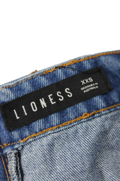 Lioness Womens Back Zip Denim Ruffled Mini A Line Skirt Blue Size 2XS