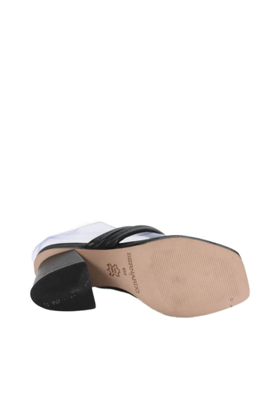 Bernando Womens Leather Miami Square Toe Mid-Heel Thong Sandals Black Size 6