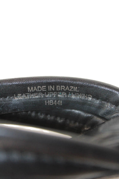 Bernando Womens Leather Miami Square Toe Mid-Heel Thong Sandals Black Size 6