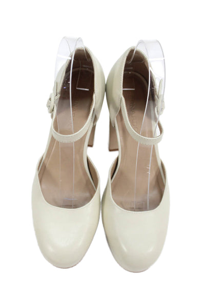 Bernando Womens Leather Buckled Platform Ultra High Heels Cream Size 6