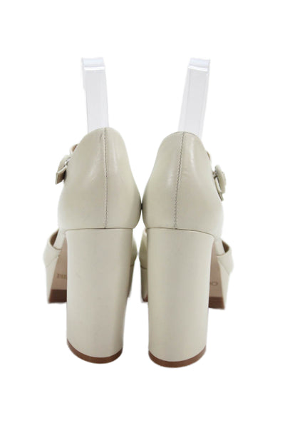 Bernando Womens Leather Buckled Platform Ultra High Heels Cream Size 6