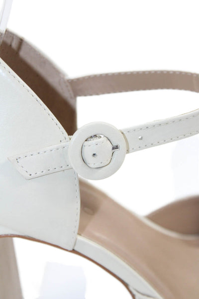 Bernando Womens Leather Buckled Platform Ultra High Heels Cream Size 6