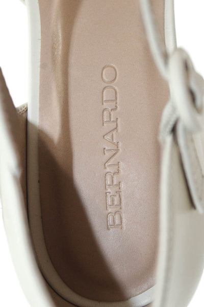 Bernando Womens Leather Buckled Platform Ultra High Heels Cream Size 6