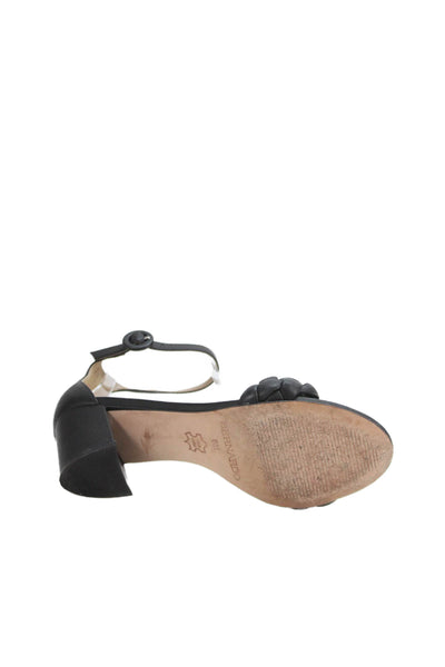 Bernando Womens Leather Open Toe Buckled Ankle Strap Heels Black Size 6