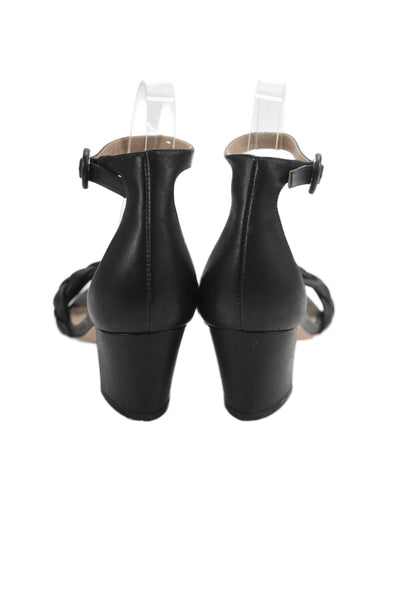 Bernando Womens Leather Open Toe Buckled Ankle Strap Heels Black Size 6