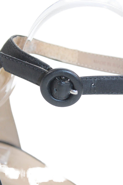 Bernando Womens Leather Open Toe Buckled Ankle Strap Heels Black Size 6