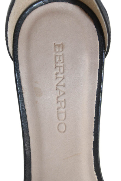 Bernando Womens Leather Open Toe Buckled Ankle Strap Heels Black Size 6