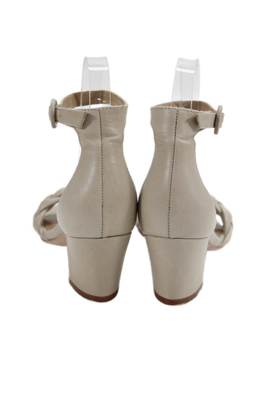 Bernando Womens Leather Bethany Braided Ankle Strap Heels Beige Size 6