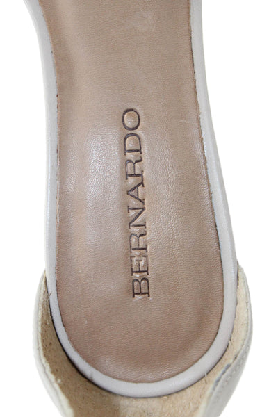 Bernando Womens Leather Bethany Braided Ankle Strap Heels Beige Size 6