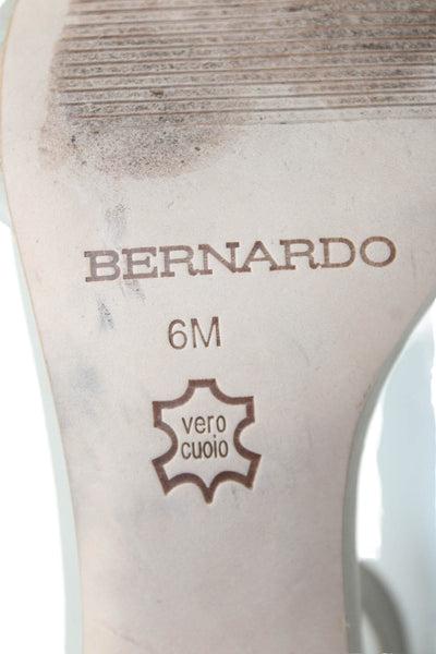 Bernando Womens Leather Bethany Braided Ankle Strap Heels Beige Size 6