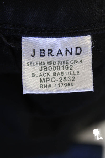 J Brand Womens Cotton Pocketed Distressed Ankle Boot Cut Jeans Black Size 32