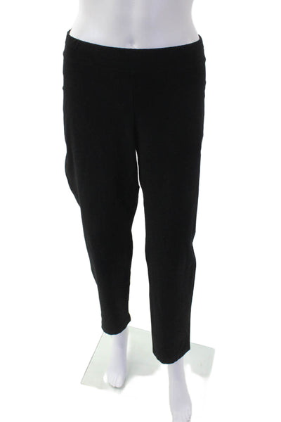 Eileen Fisher Womens Elastic Waist Tapered Leg Casual Pants Solid Black Size L