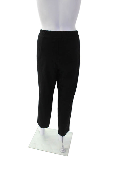 Eileen Fisher Womens Elastic Waist Tapered Leg Casual Pants Solid Black Size L