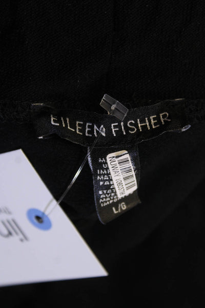 Eileen Fisher Womens Elastic Waist Tapered Leg Casual Pants Solid Black Size L