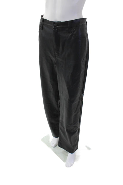 Pistola Womens Faux Leather Pocketed Straight Legged Pants Solid Black Size 32