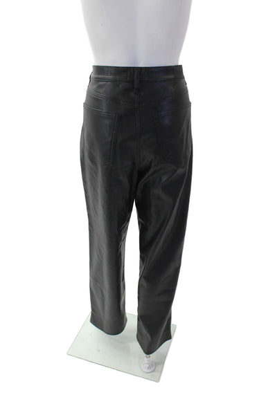 Pistola Womens Faux Leather Pocketed Straight Legged Pants Solid Black Size 32