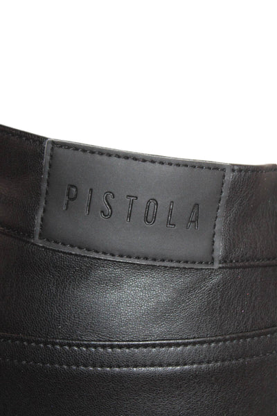 Pistola Womens Faux Leather Pocketed Straight Legged Pants Solid Black Size 32