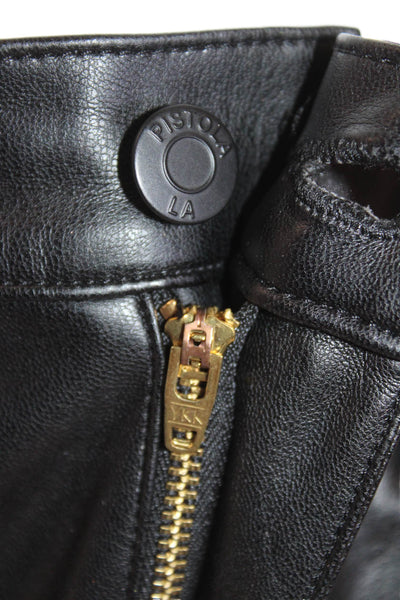 Pistola Womens Faux Leather Pocketed Straight Legged Pants Solid Black Size 32