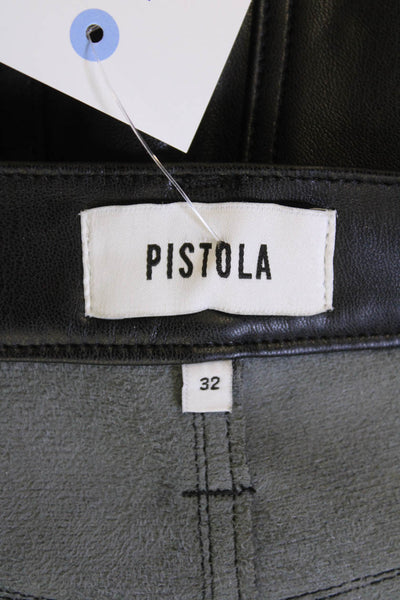 Pistola Womens Faux Leather Pocketed Straight Legged Pants Solid Black Size 32