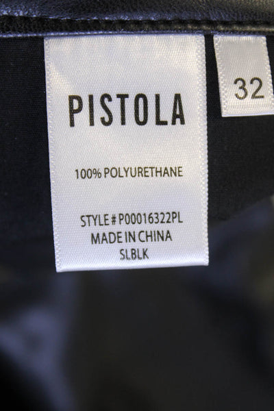 Pistola Womens Faux Leather Pocketed Straight Legged Pants Solid Black Size 32