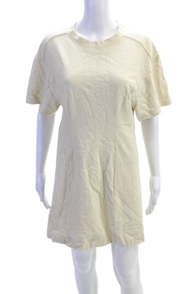 Rag & Bone Womens Short Sleeves Sweater Dress Beige Organic Cotton Size Medium