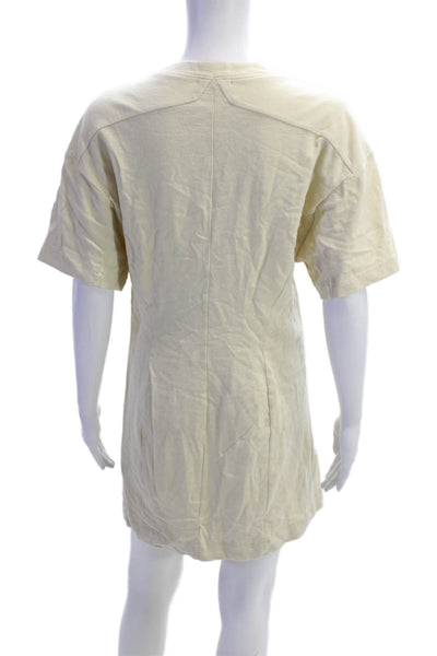 Rag & Bone Womens Short Sleeves Sweater Dress Beige Organic Cotton Size Medium