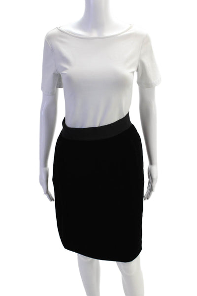 Max Mara Womens Velvet Back Zipper Knee Length Pencil Skirt Black Size 4