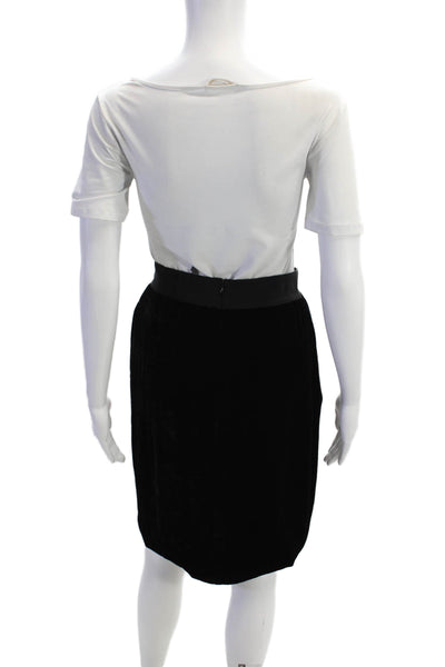 Max Mara Womens Velvet Back Zipper Knee Length Pencil Skirt Black Size 4