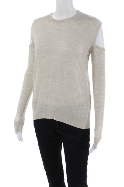 Allsaints Womens Merino Wool Cold Shoulder Long Sleeve Sweater Beige Size XS