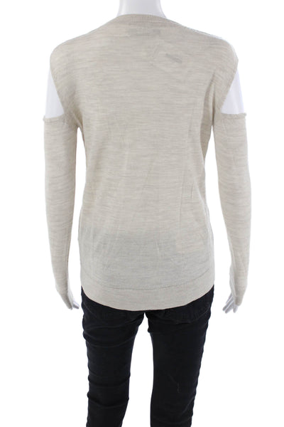 Allsaints Womens Merino Wool Cold Shoulder Long Sleeve Sweater Beige Size XS