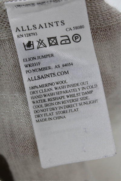 Allsaints Womens Merino Wool Cold Shoulder Long Sleeve Sweater Beige Size XS