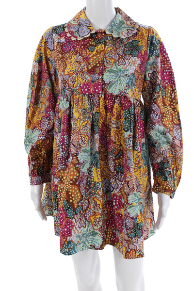 Kika Vargas X Target Womens Floral Collar Long Sleeve Mini Dress Multicolor Size