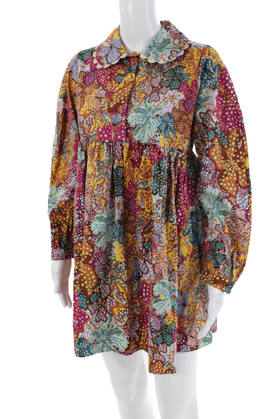 Kika Vargas X Target Womens Floral Collar Long Sleeve Mini Dress Multicolor Size