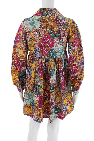 Kika Vargas X Target Womens Floral Collar Long Sleeve Mini Dress Multicolor Size