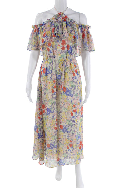 MNG Womens Floral Print Halter Neck Sleeveless Maxi Dress Multicolor Size 2